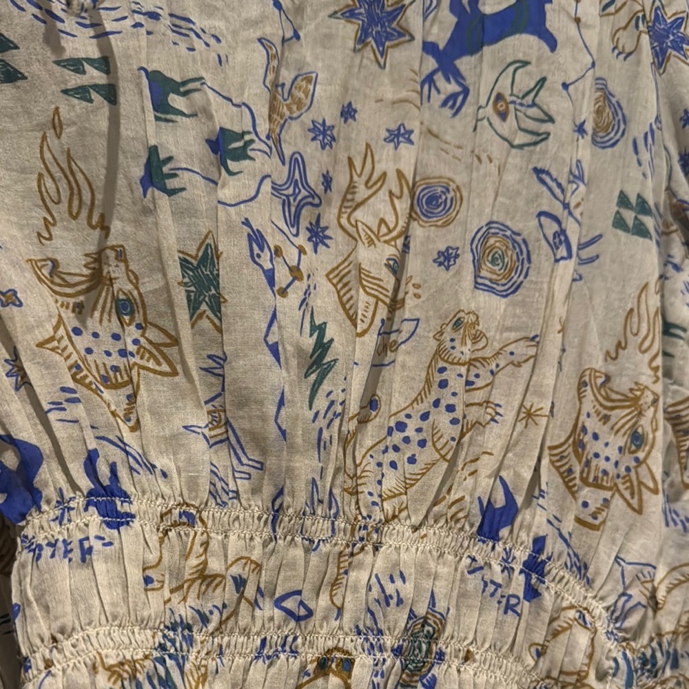 MOTHER Printed Blouse with Blue Accents - Picture 4 of 6